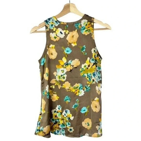Hale Bob Brown Floral V-Neck Sleeveless Tank Top S - Picture 2 of 4